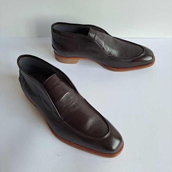New Di Bianco Fidenza Men\'s Brown Leather Slip On Ankle Boots Shoes Size 10.5 main image 4